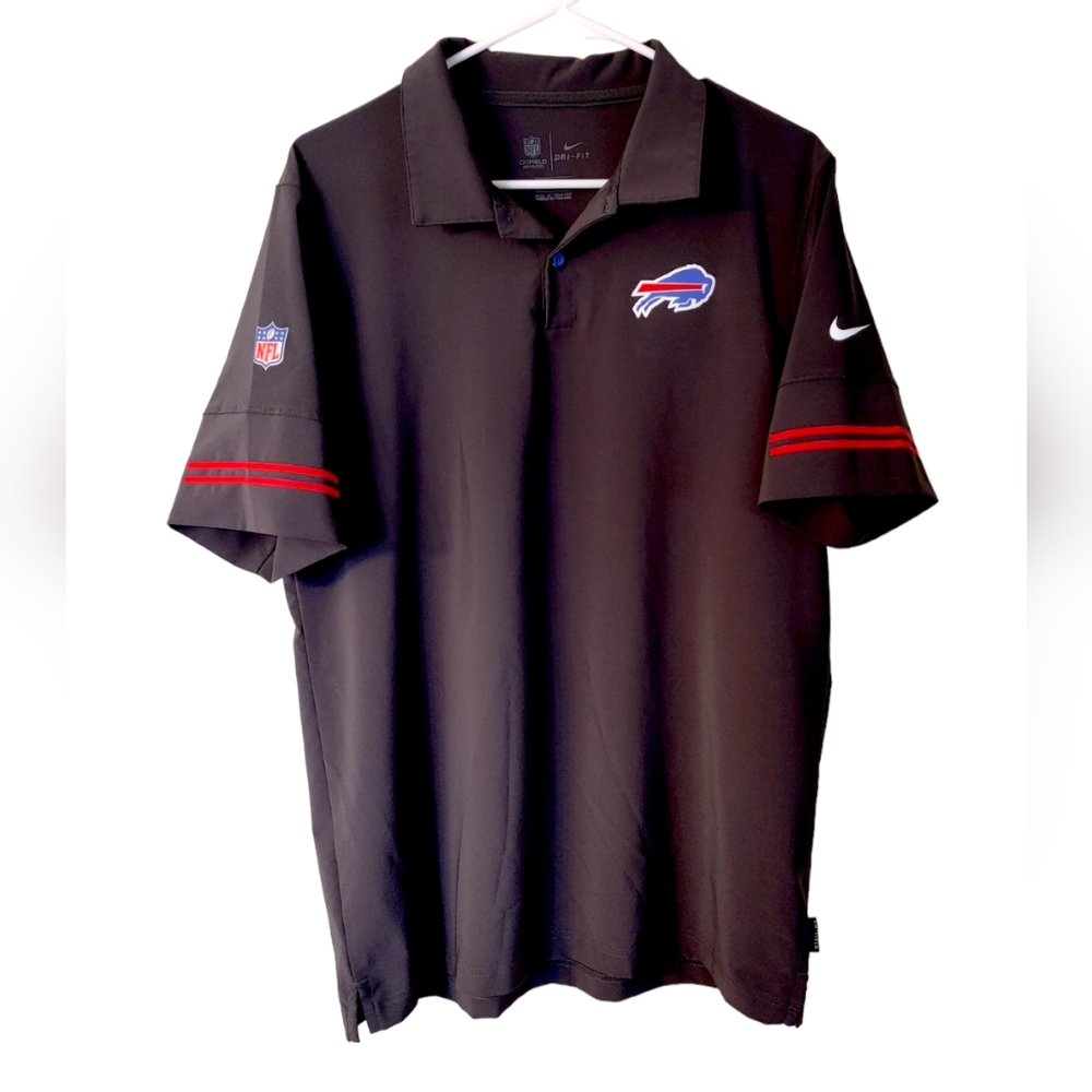 Nike Mens Dri Fit On Field Buffalo Bills Golf Polo Large Grey Lightweight